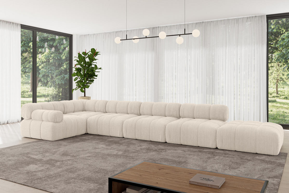 ECKSOFA modulares Sofa Felto-L3 - 475x190x70 cm Beige Cord - Beige, Holzwerkstoff/Textil (475/190cm) - ALTDECOR