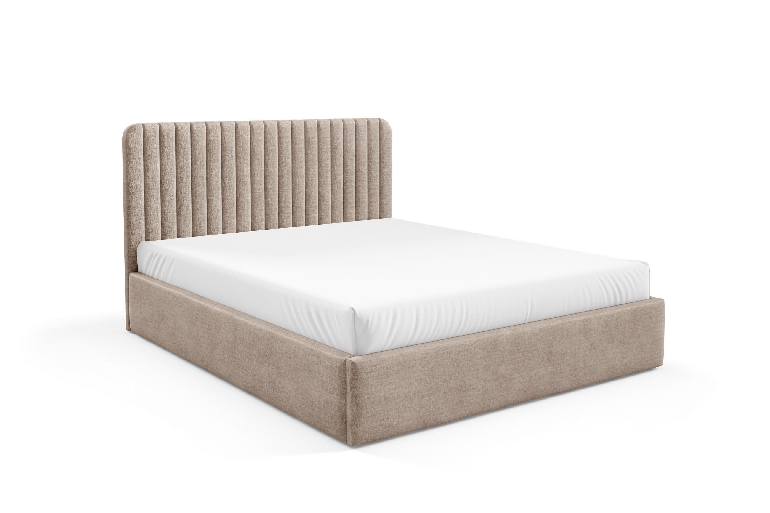 POLSTERBETT BEA II mit Bettkasten 180x200,Doppelbett mit Stauraum,Lattenrost,Boxspringbett-Optik,ohne Matratze-Dunkelbeige - Beige, Holz (180/200cm) - Furnistar