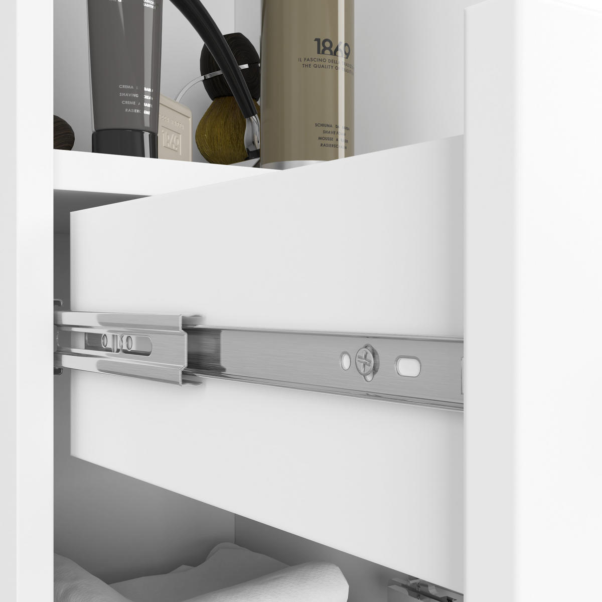 HOCHSCHRANK Weiß 30x30x140 cm - Silberfarben/Weiß, Holzwerkstoff/Kunststoff (30/140/30cm) - Akord