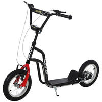KINDERROLLER Lenker Verstellbar Tretroller mit Luftreifen 12 Zoll Schwarz - Schwarz, Metall (120/58/80cm) - HOMCOM