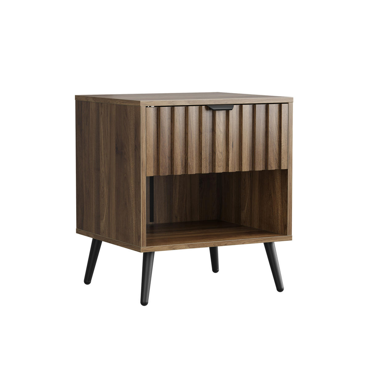 NACHTTISCH 45/40/53 cm in Walnuss mit Schublade und offenem Fach - Walnussfarben, Holzwerkstoff (45/53/40cm) - Flora Grace
