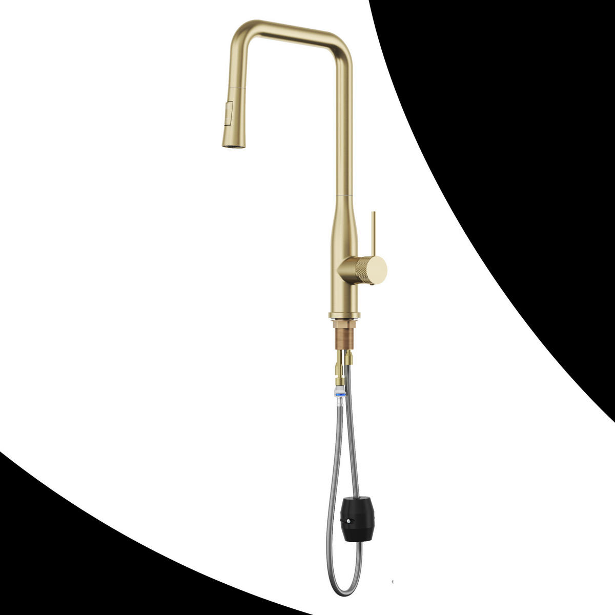 KÜCHENARMATUR Vector Gebürstetes Gold mit Ausziehbrause 2 Funktionen 1-tlg. - Chromfarben, Metall (27/46/27cm) - Granitan