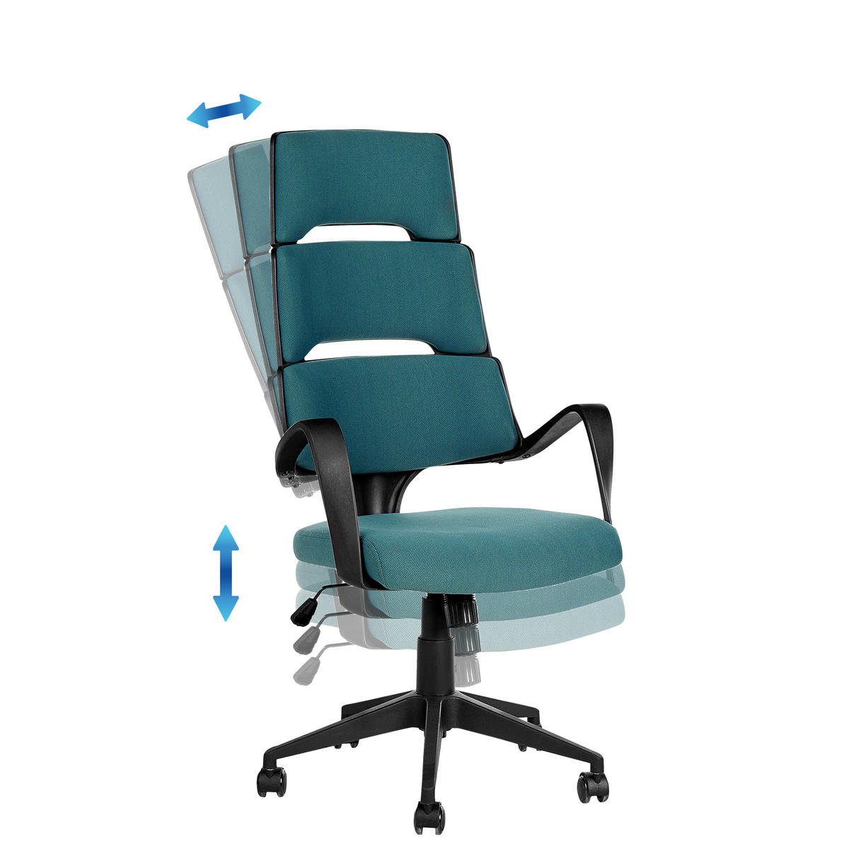 BÜROSTUHL Kunststoff Blau Grandiose - Blau, Textil (66/118/52cm) - Beliani