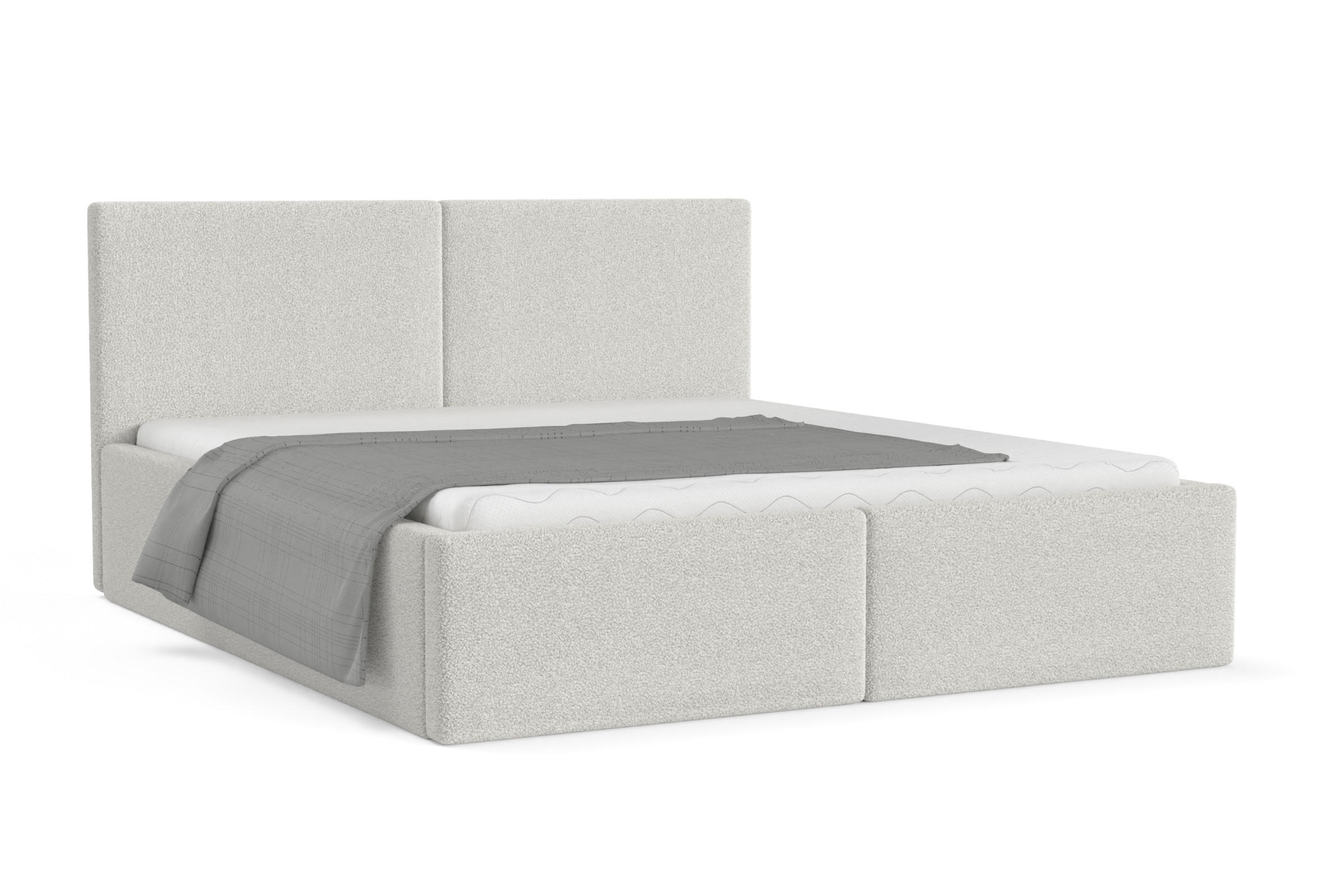 POLSTERBETT BEN 160/200 in Boucle Weiß - Weiß, Holz/Holzwerkstoff (160/200cm) - Deine Möbel 24