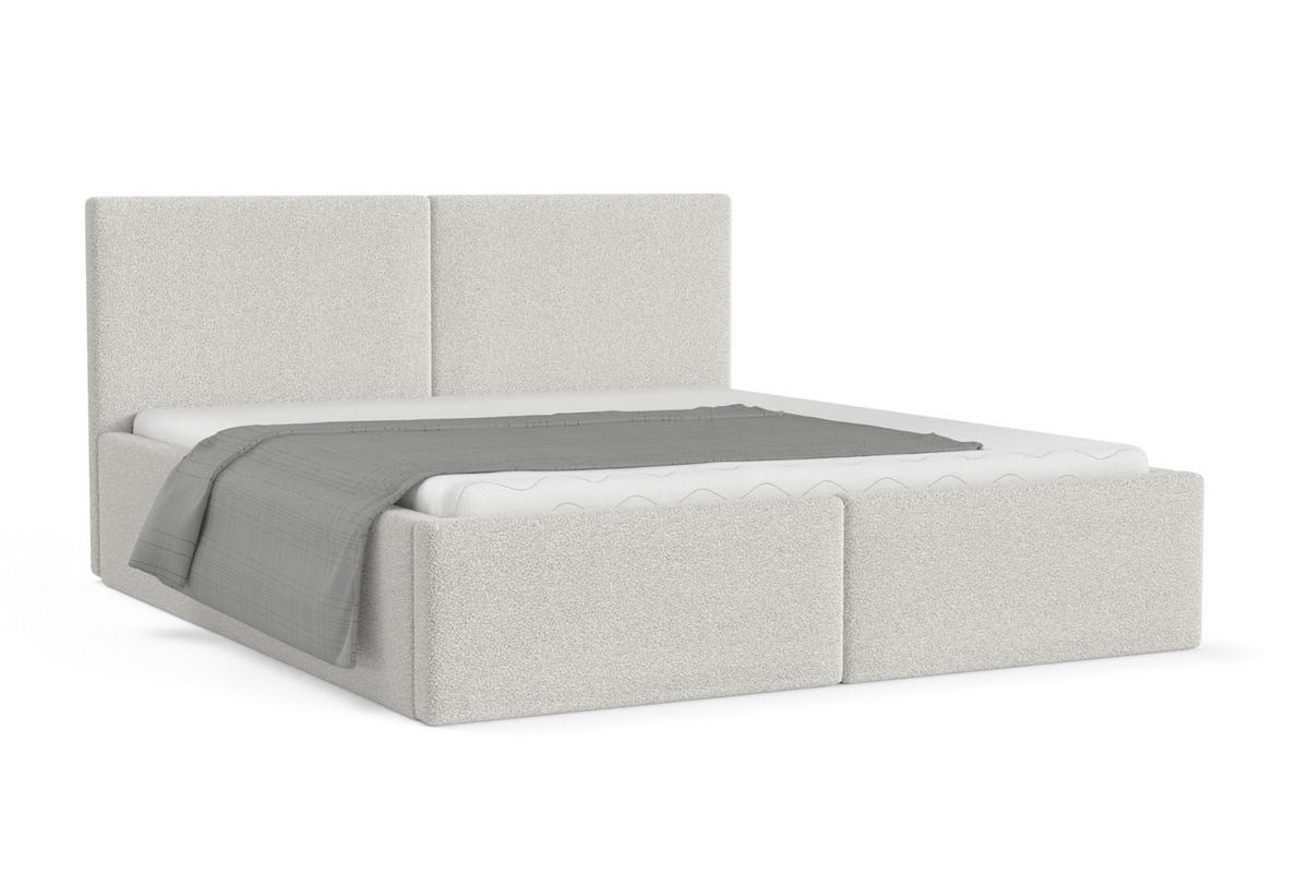 POLSTERBETT BEN 140/200 in Boucle Weiß - Weiß, Holz/Holzwerkstoff (140/200cm) - Deine Möbel 24