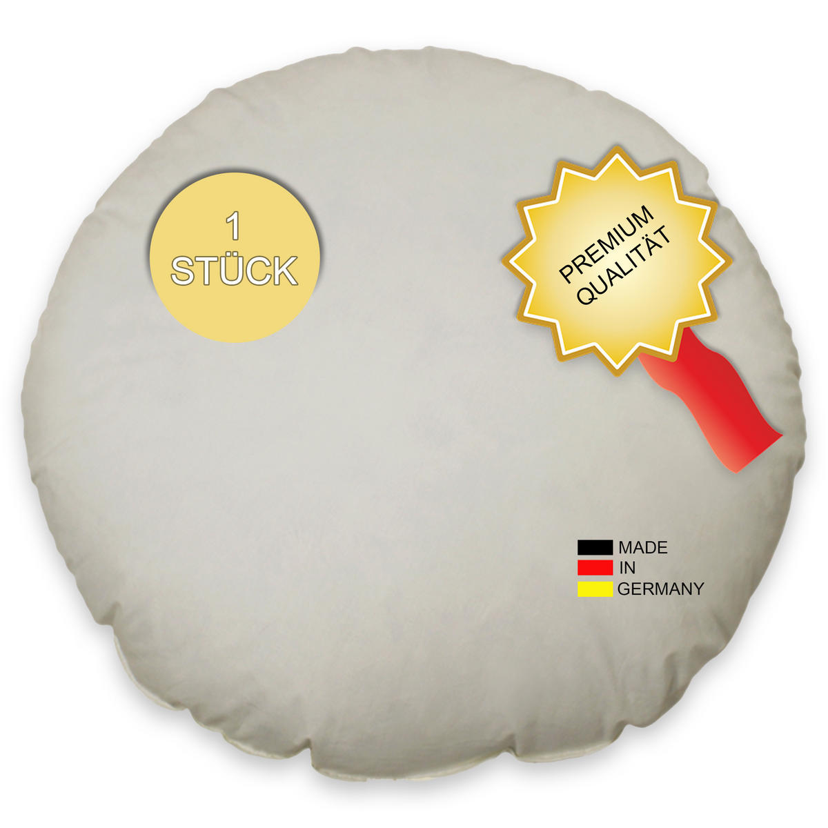 FEDERKISSEN 50 cm rund Baumwolle - Creme, Textil (50/50cm) - TiborTex