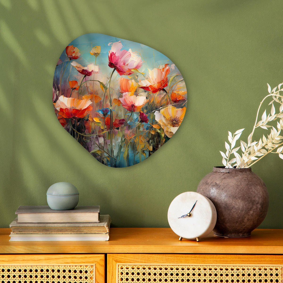 WANDBILD Blumen - Aquarell - Kunst - Botanisch - Natur 40x40 cm - Orange, Kunststoff (40/40cm) - MuchoWow