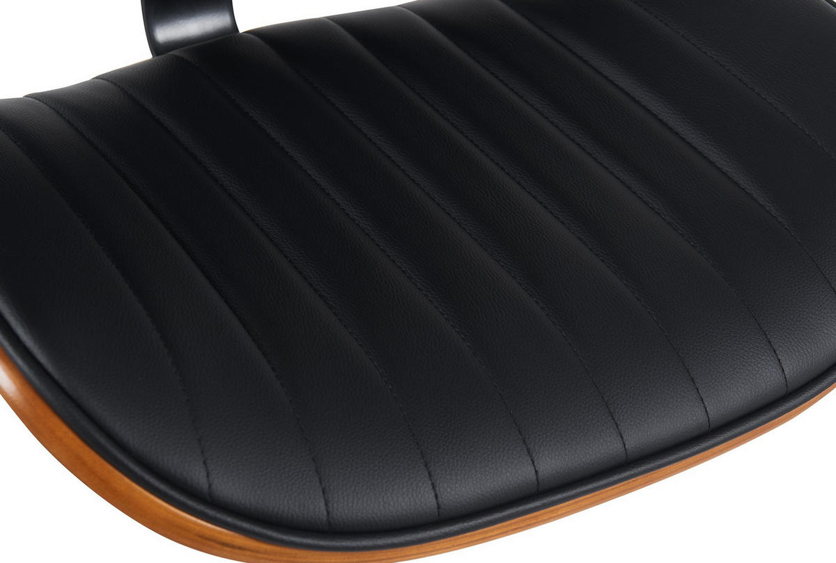 BARHOCKER 2er Set Lederlook Walnuss/Schwarz - Chromfarben/Walnussfarben, Textil/Metall (50/94/50cm) - CLP