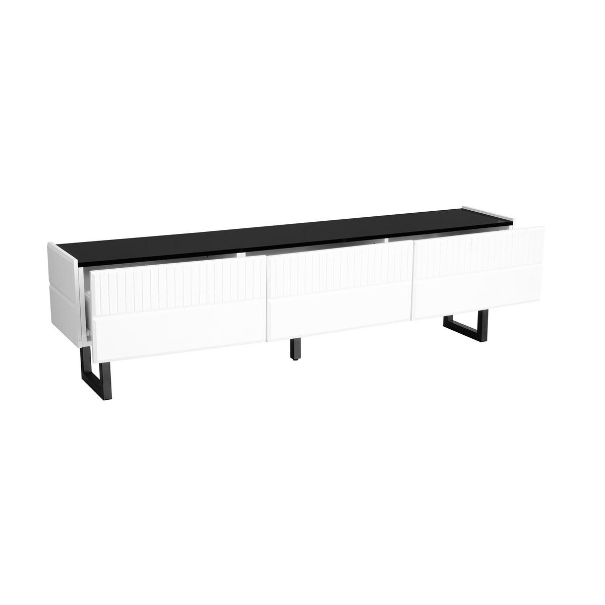 TV-SCHRANK 170/35/47 cm Schwarz-Weiß mit 3 Schubladen Hochglanz - Schwarz, Holzwerkstoff/Metall (170/47/35cm) - Oxeza