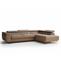 ECKSOFA MIT SCHLAFFUNKTION Concord Hellbraun Webstoff - Hellbraun/Schwarz, Holz/Holzwerkstoff (277/203cm) - Maison de Reve