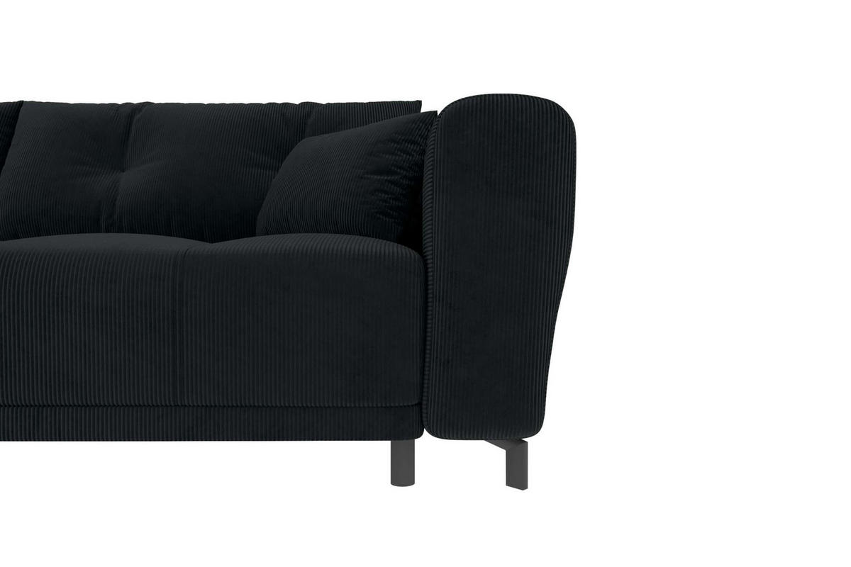 ECKSOFA Massimo Cordstoff Schwarz inkl. Schlaffunktion Links - Schwarz, Textil/Metall (246/177cm) - 99rooms