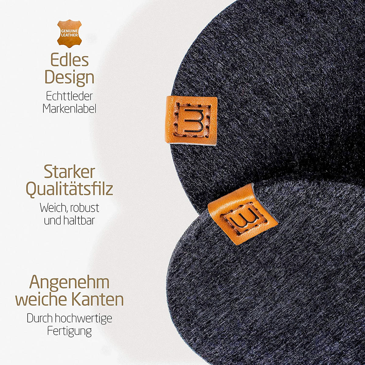 VASENUNTERSETZER 8er-Set - Dunkelgrau, Textil (25/25cm) - Miqio Design