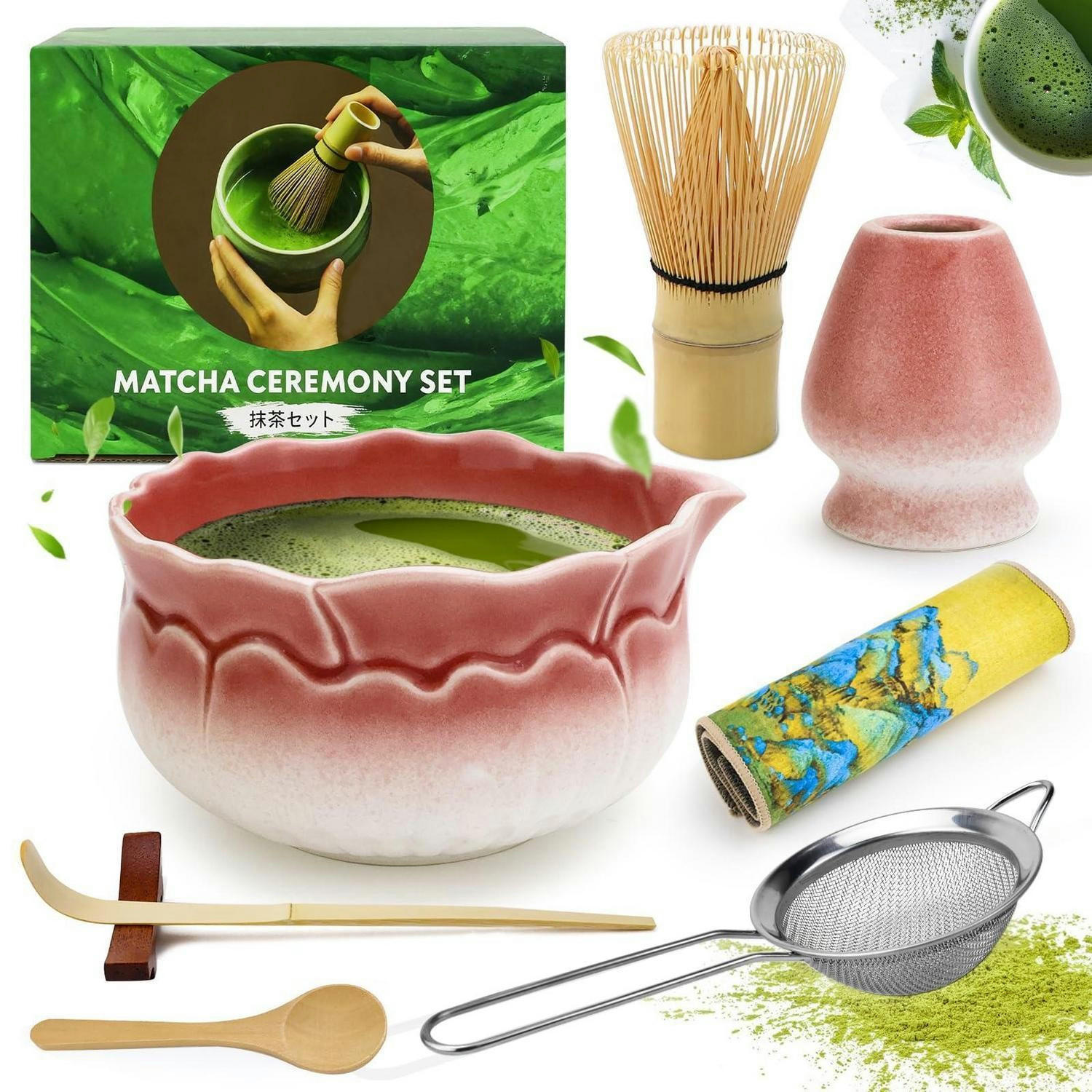 MATCHA Set 8-teiliges Set Keramik Bambus - Rot, Keramik (16.5/1/30.5cm)