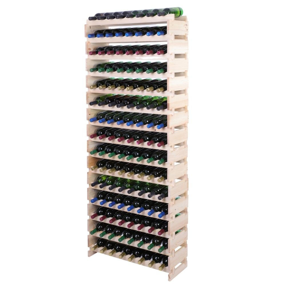 WEINREGAL VINOTECA FLEX PRO HxBxT 205x84x28cm 120 Flaschen auf 15 Ebenen Natur unbehandelt - Naturfarben, Holz (84/205/28cm) - PROREGAL