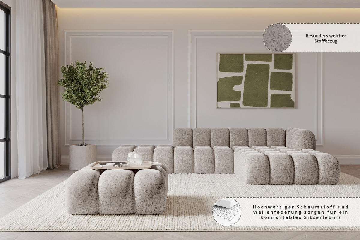 TABURET OLEA-PUF 91x87x44 cm Světle šedá Žinylka - černá/světle šedá, kompozitní dřevo/textil (91/44/87cm) - ALTDECOR