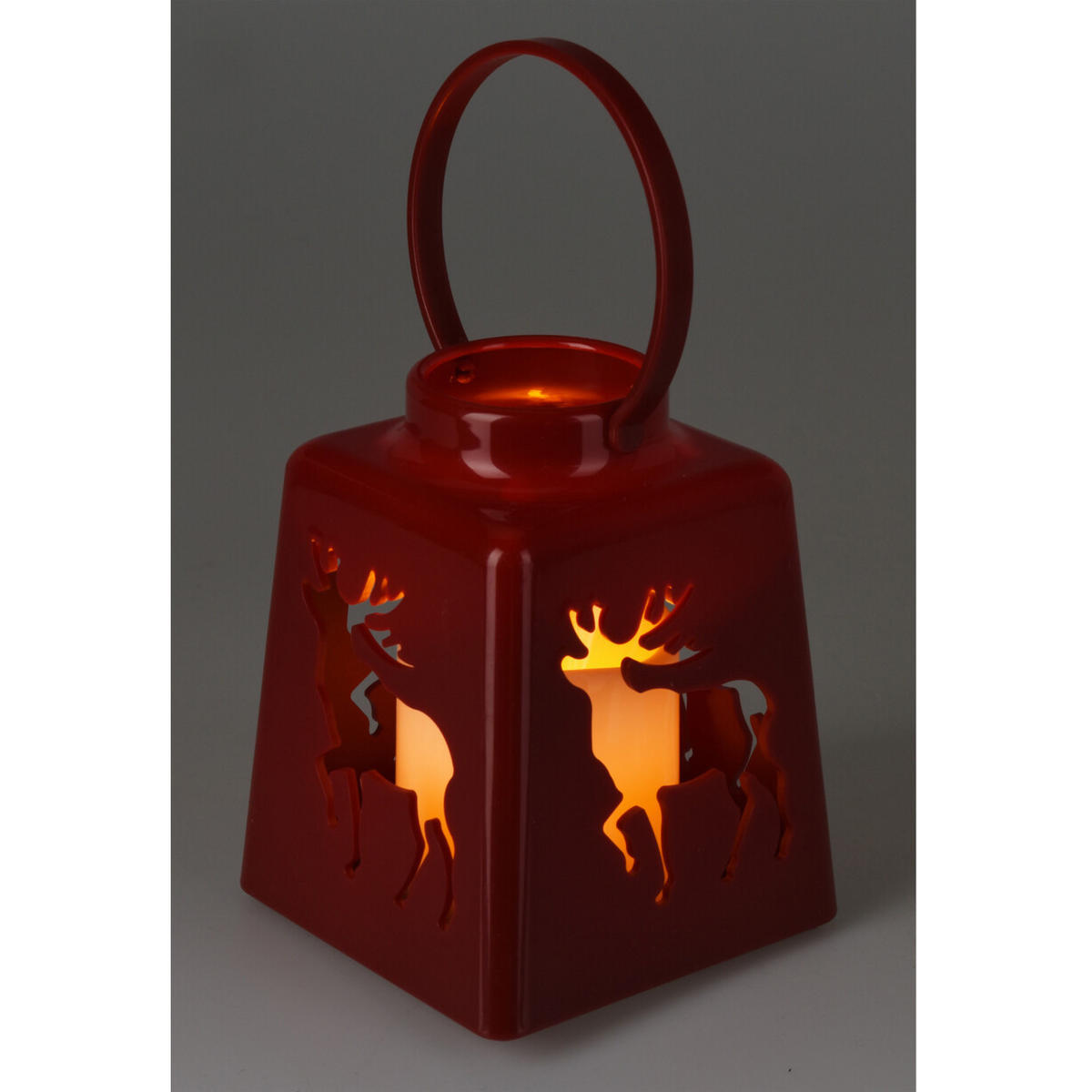 WEIHNACHTSLATERNE LED-Kerze 14 cm - Rot, Kunststoff (10.5/10.5/13.5cm) - Home Styling Collection