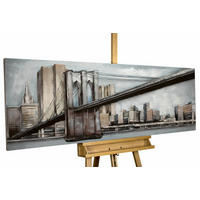 METALLBILD Grau 144/44 cm - Blau/Grau, Metall (144/44cm) - KUNSTLOFT