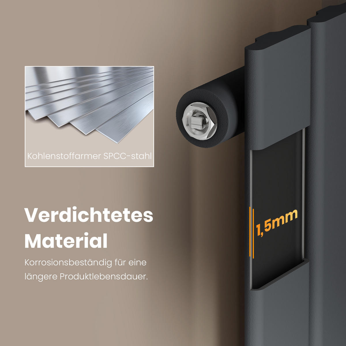 HEIZKÖRPER Flachheizkörper Anthrazit 160/46/4,9 cm - Anthrazit, Metall (46/160/4.9cm) - EMKE