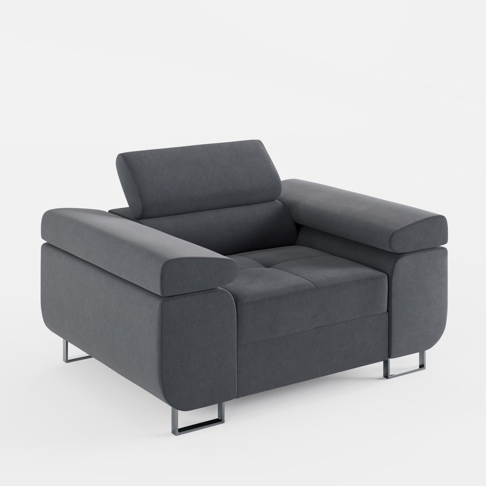 SESSEL VEMO SOLO, in Dunkelgrau, matter Veloursstoff - Dunkelgrau, Textil (135/88/100cm) - Barchello