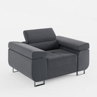 SESSEL VEMO SOLO, in Dunkelgrau, matter Veloursstoff - Dunkelgrau, Textil (135/88/100cm) - Barchello