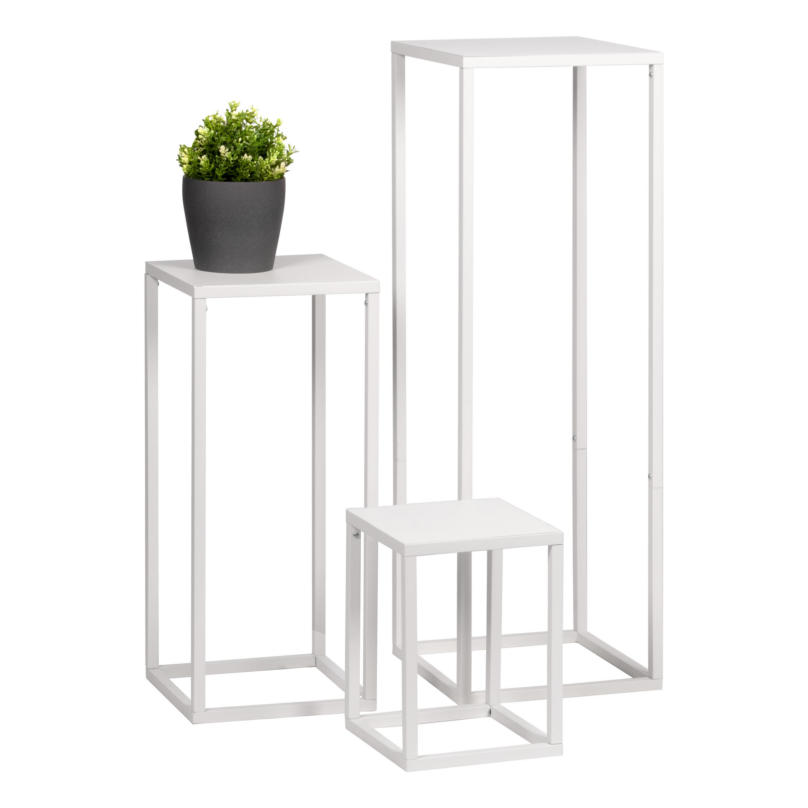 BLUMENHOCKER (3er Set), Metall, weiß - Weiß, Metall (30/30/90cm) - bremermann