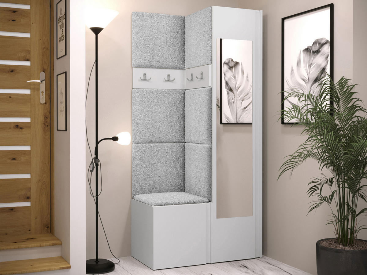 GARDEROBEN-SET Orion XXV - Hellgrau/Weiß, Holzwerkstoff/Kunststoff (82/186/46cm) - MIRJAN24