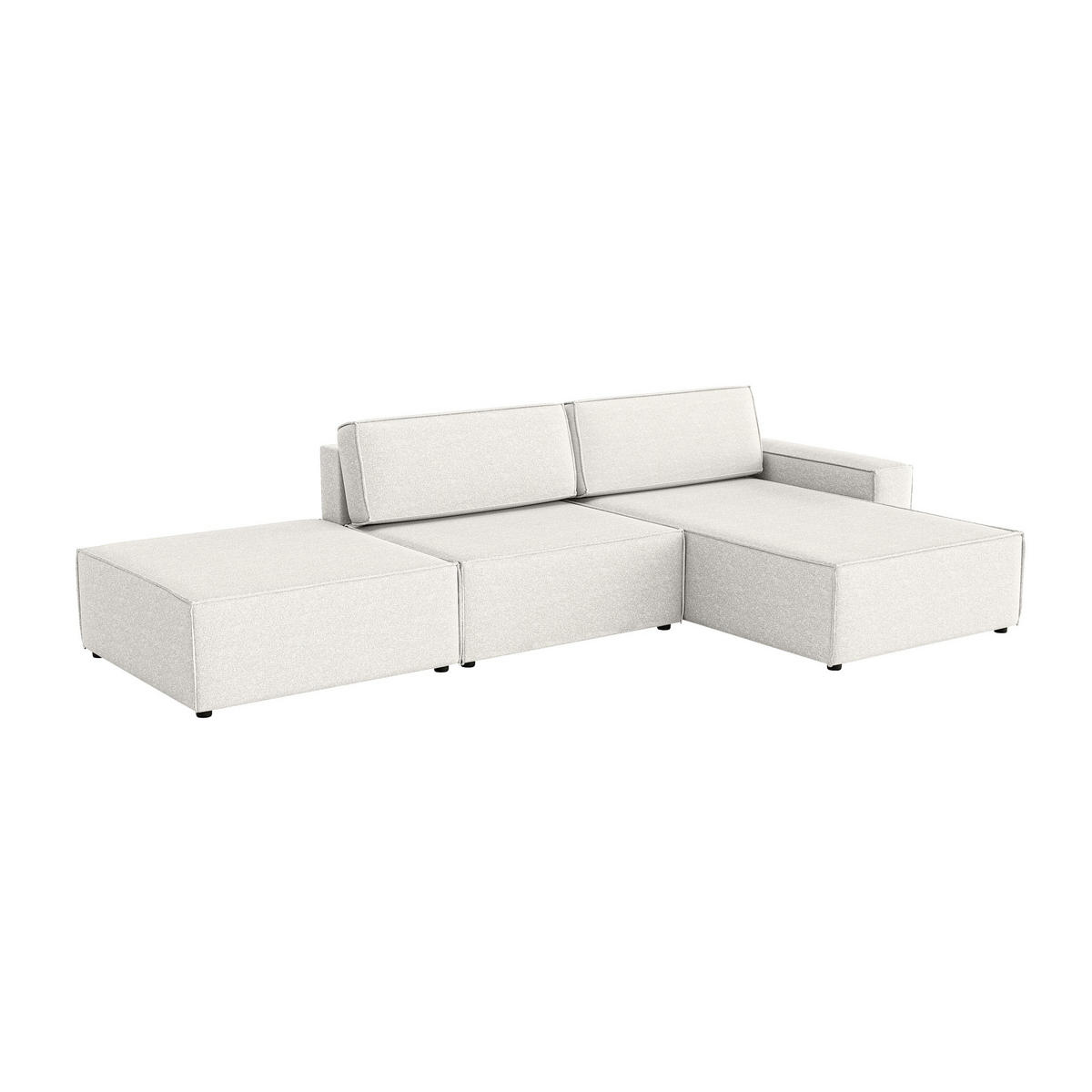 ECKSOFA Lummo Re mit Schlaffunktion, Cremeweiß - Weiß, Textil (323/185cm) - Fedve