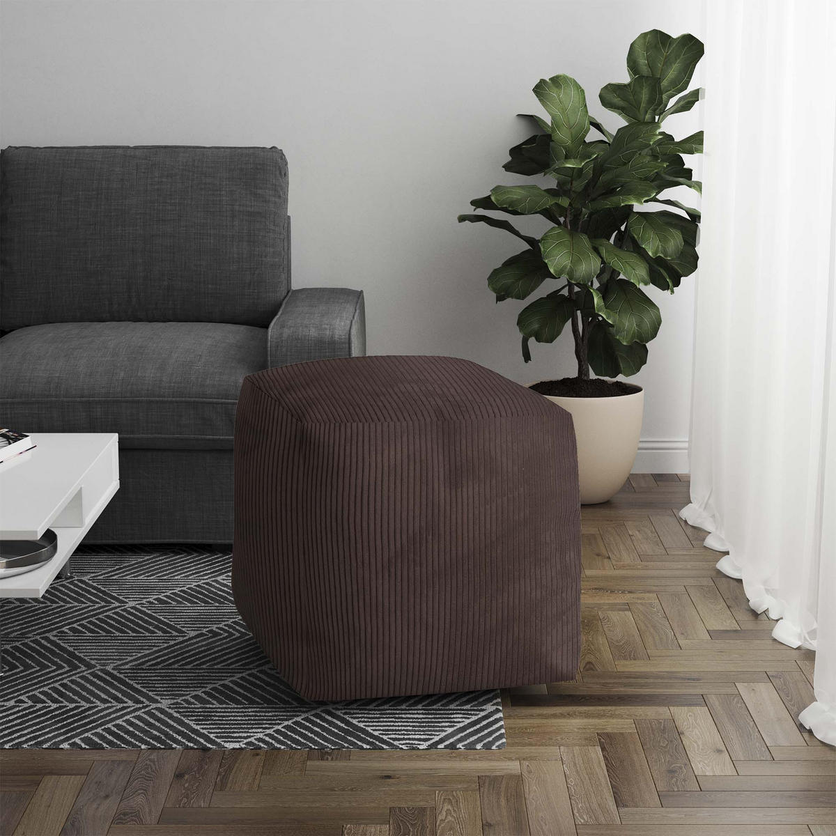 SITZSACK CUBE Dark Chocolate - Dunkelbraun/Braun, Textil (60/60/60cm) - Dreamroots