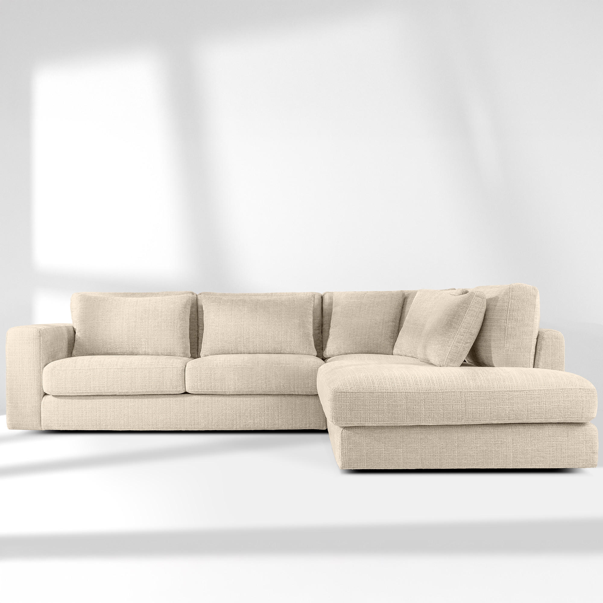 ECKSOFA rechts VERUS - Creme, Holz/Holzwerkstoff (297/248cm) - KONSIMO®