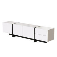 TV Lowboard 190x35x45 cm, 2 Schubladen, 3 Türen, Weiß - Weiß, Holz (190/45/35cm)