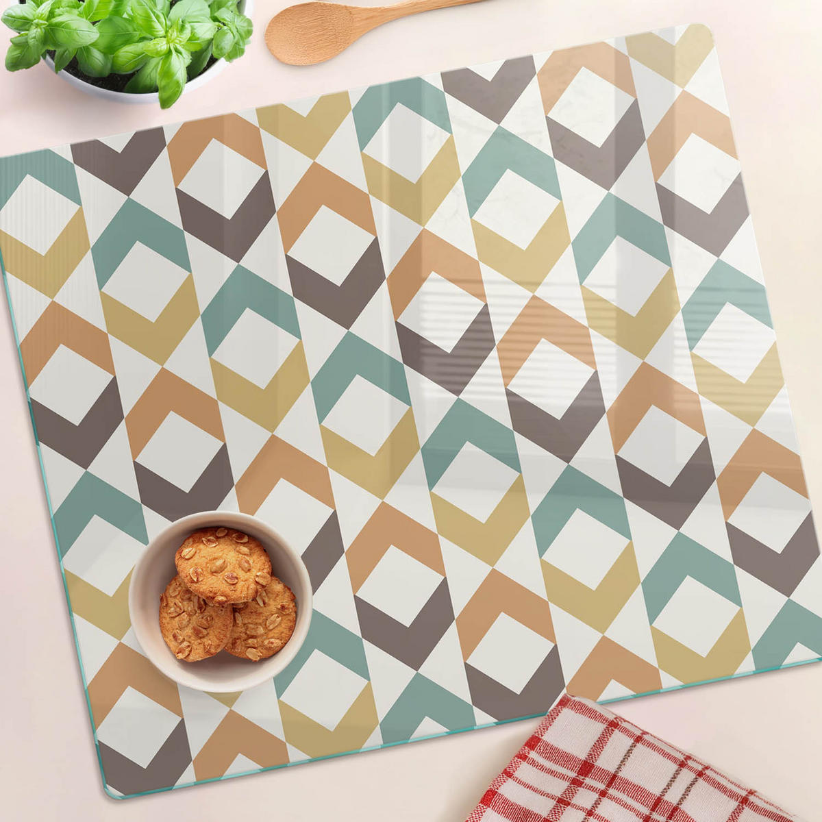 GLASPLATTE 60x52 cm Retro-Hintergrund - Multicolor, Glas (60/0.4/52cm) - TULUP
