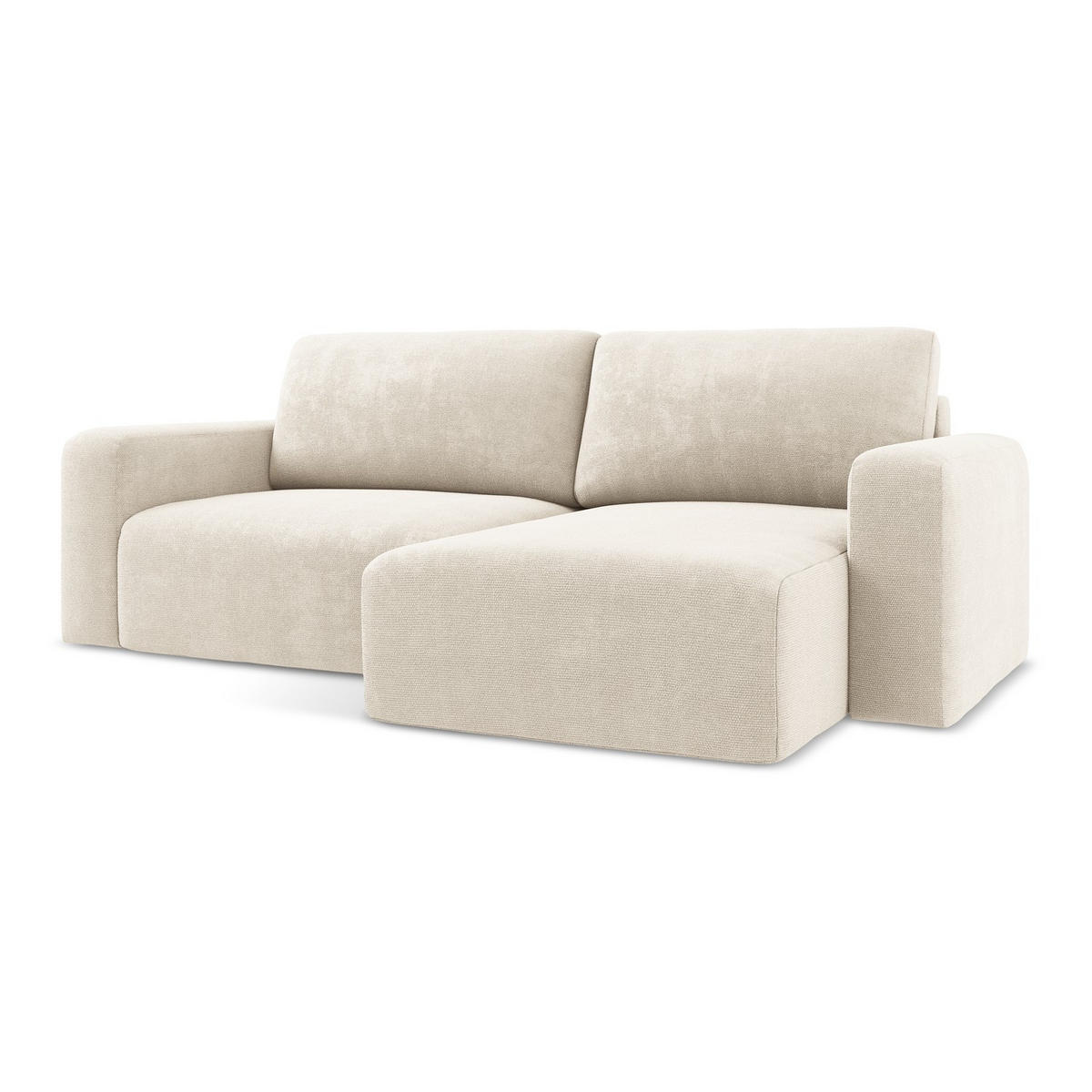 ECKSOFA mit Schlaffunktion rechts Chenille Stoff Beige - Beige/Creme, Kunststoff/Textil (244/149cm) - LaMiaSofa
