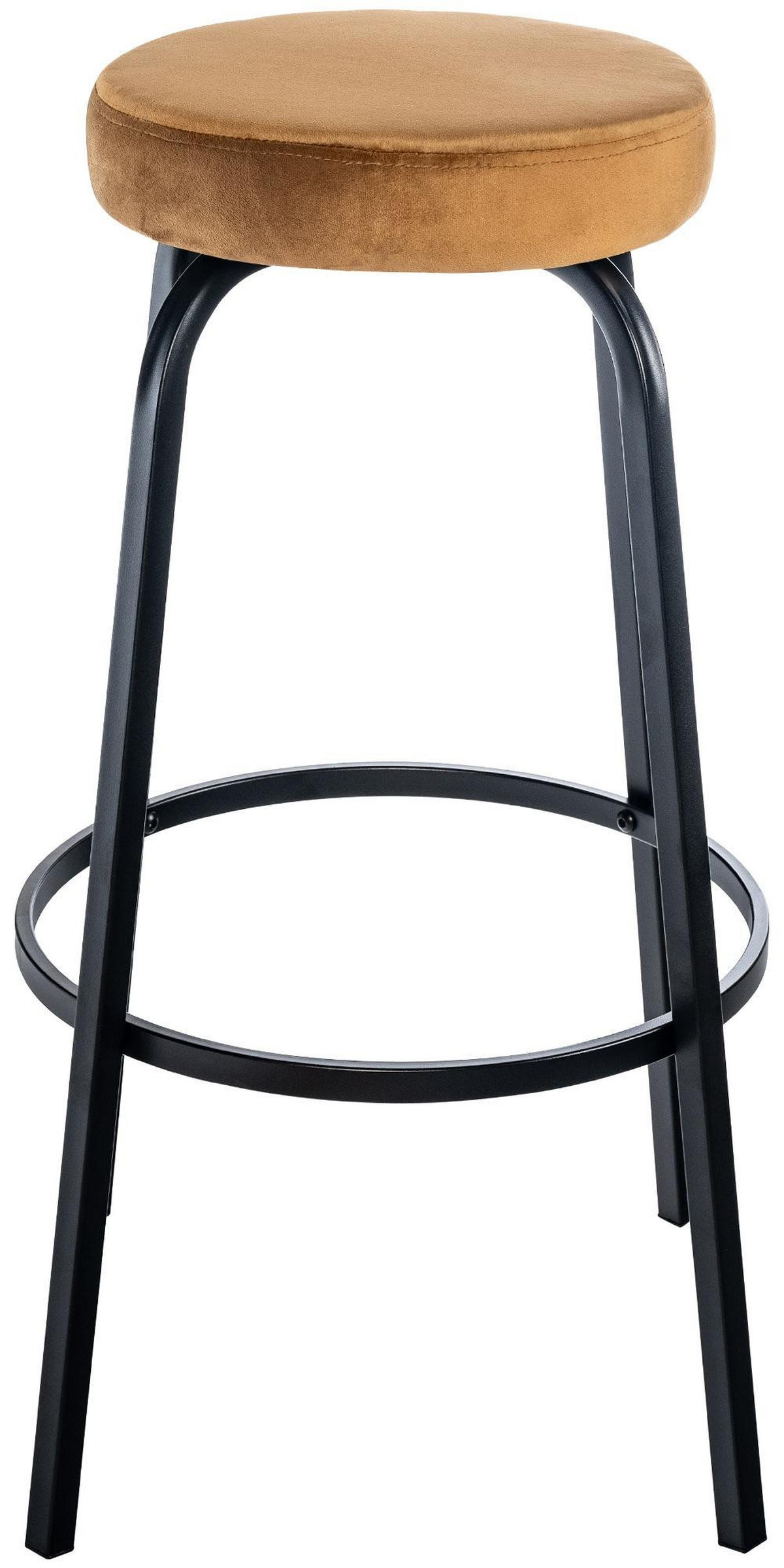 BARHOCKER Samt Coffee - Schwarz/Braun, Textil/Metall (54/77/54cm) - CLP