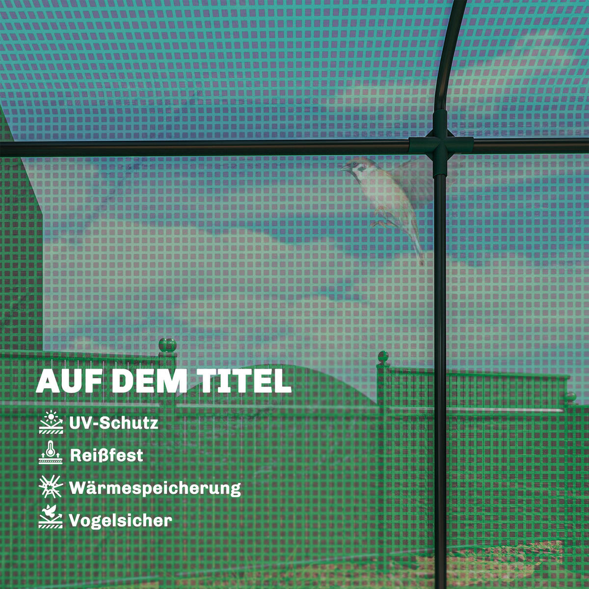 GEWÄCHSHAUS mit Netzfenster 200/75/188 cm - Grün, Metall (75/188/200cm) - Outsunny