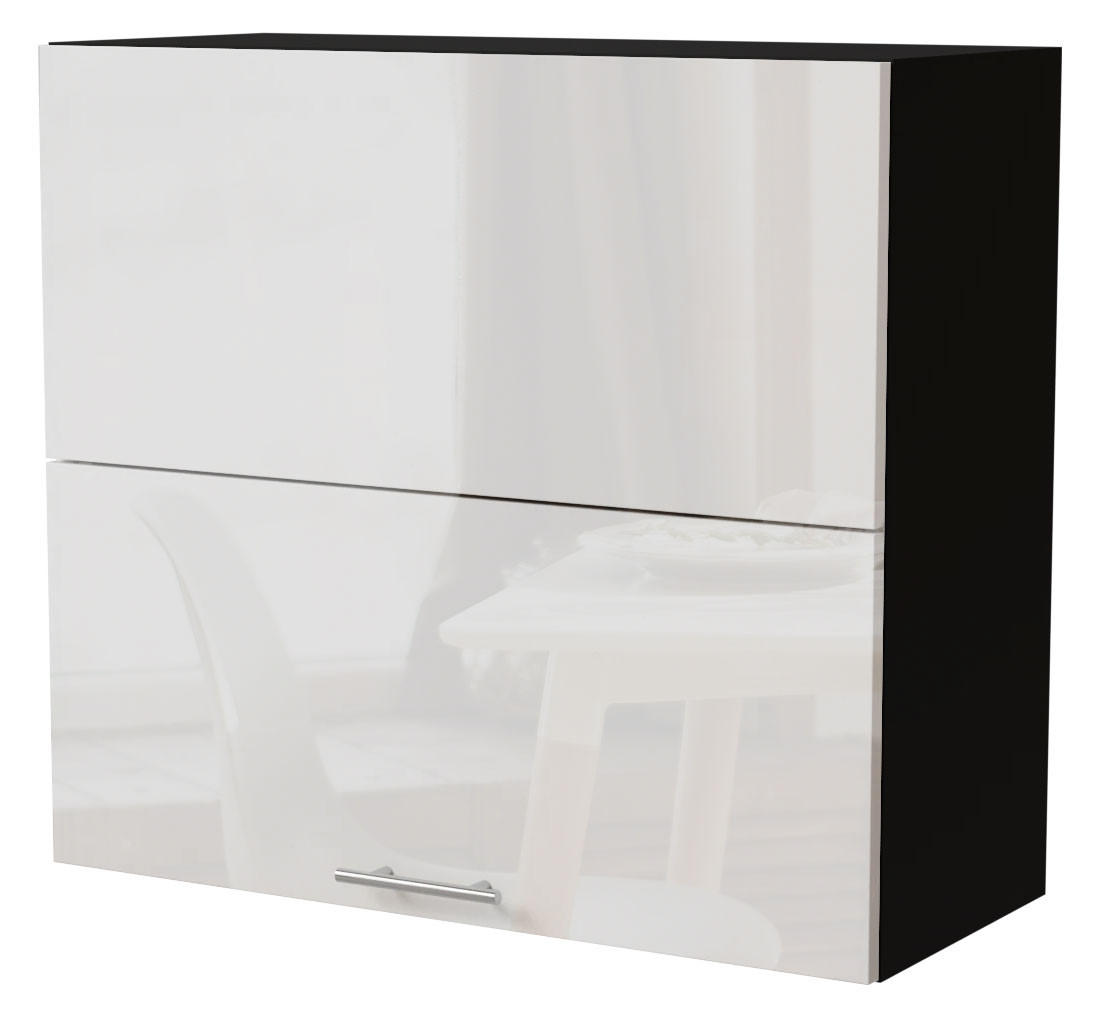 KÜCHENHÄNGESCHRANK Essen W8B/80-AV Weiß Hochglanz / Schwarz Matt 80 / 32,5 / 72cm - Weiß Hochglanz/Schwarz, Holz/Holzwerkstoff (80/72/32.5cm) - Feldmann-Wohnen