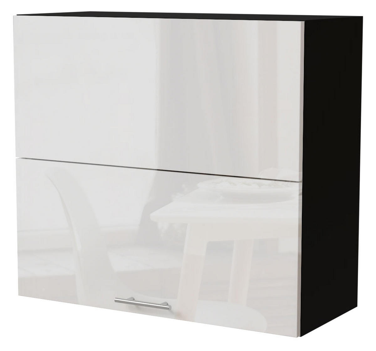 KÜCHENHÄNGESCHRANK Essen W8B/80-AV Weiß Hochglanz / Schwarz Matt 80 / 32,5 / 72cm - Weiß Hochglanz/Schwarz, Holz/Holzwerkstoff (80/72/32.5cm) - Feldmann-Wohnen