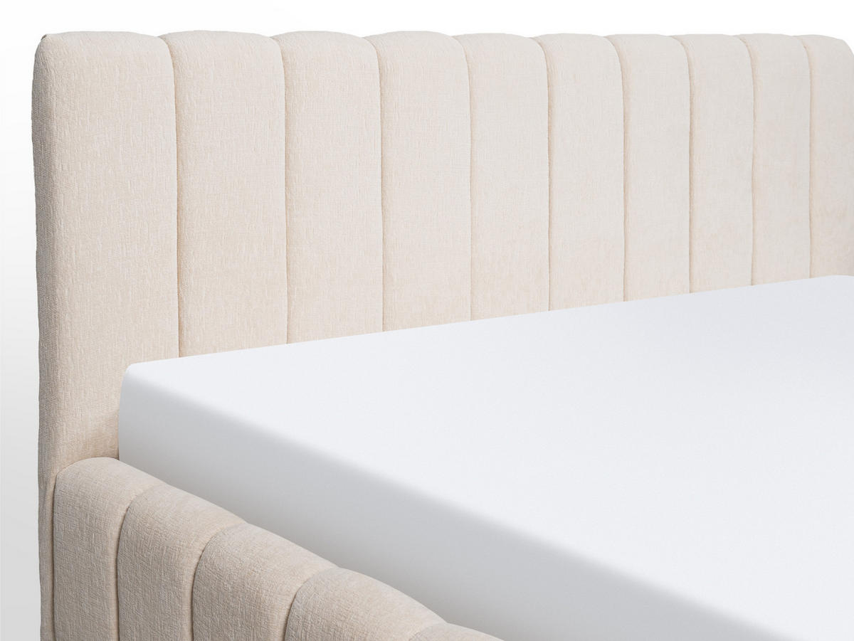 POLSTERBETT Corto Beige 180/200 cm Struktur Stoff mit Bettkasten und Matratze - Beige, Textil/Metall (180/200cm) - wonello