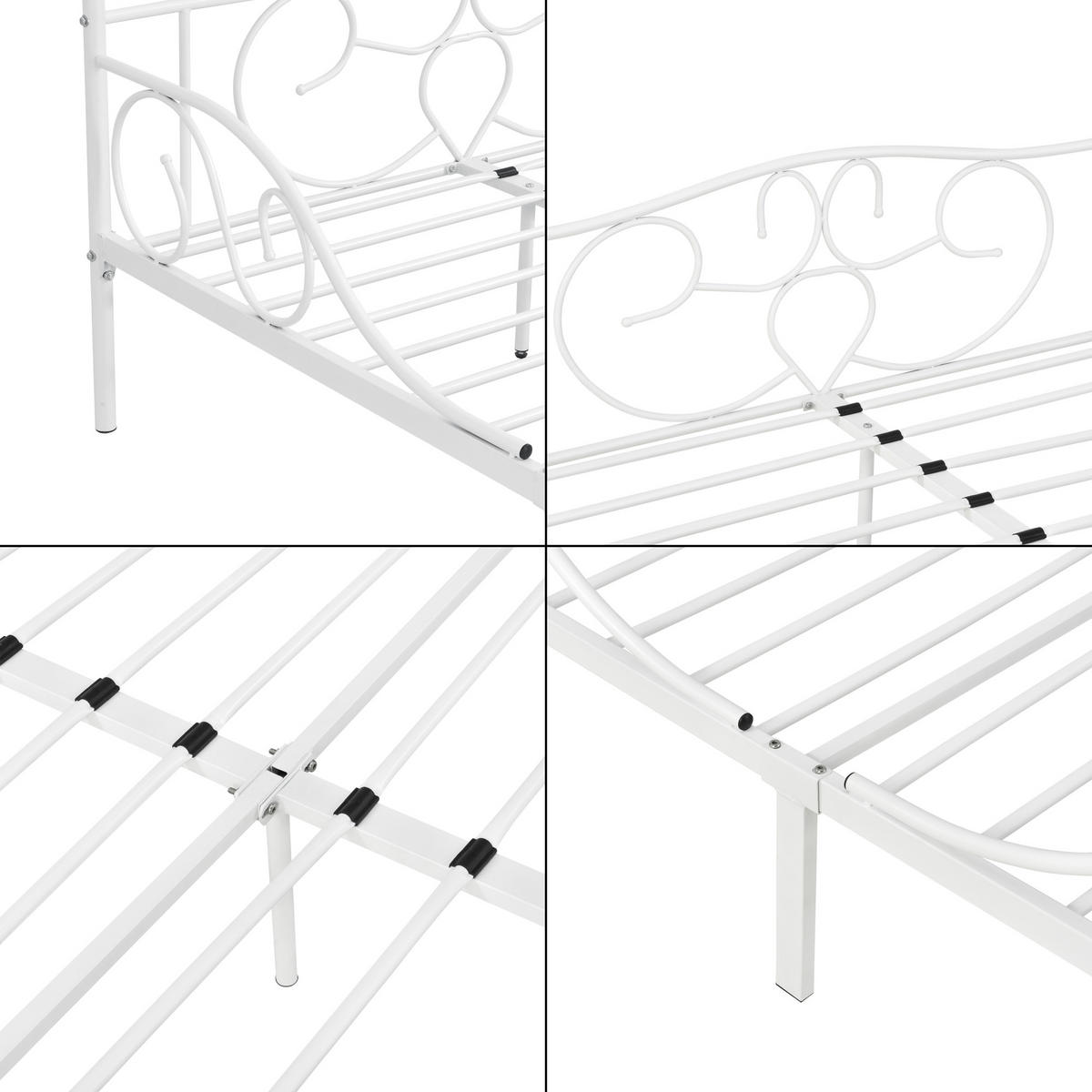 HIMMELBETT Finström - Weiß, Metall (140/200cm) - [en.casa]