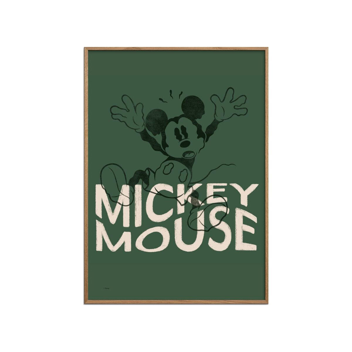 POSTER mit Rahmen Disney - Disney - Mickey Mouse Wavy Green - Eichefarben/Grün, Holz/Papier (70/100cm) - Poster&Frame