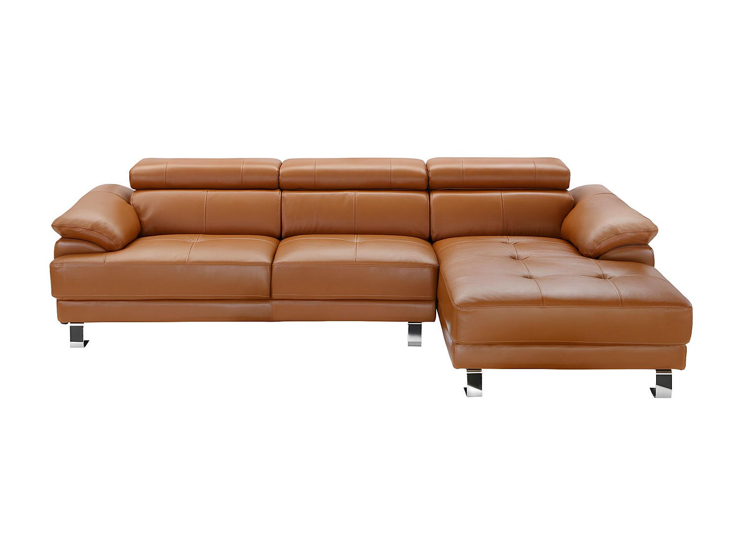 SOFA ohne Schlafmöglichkeit - 5 Personen - Leder - Camel - - Hellbraun, Leder (265/74/165cm) - Vente-Unique