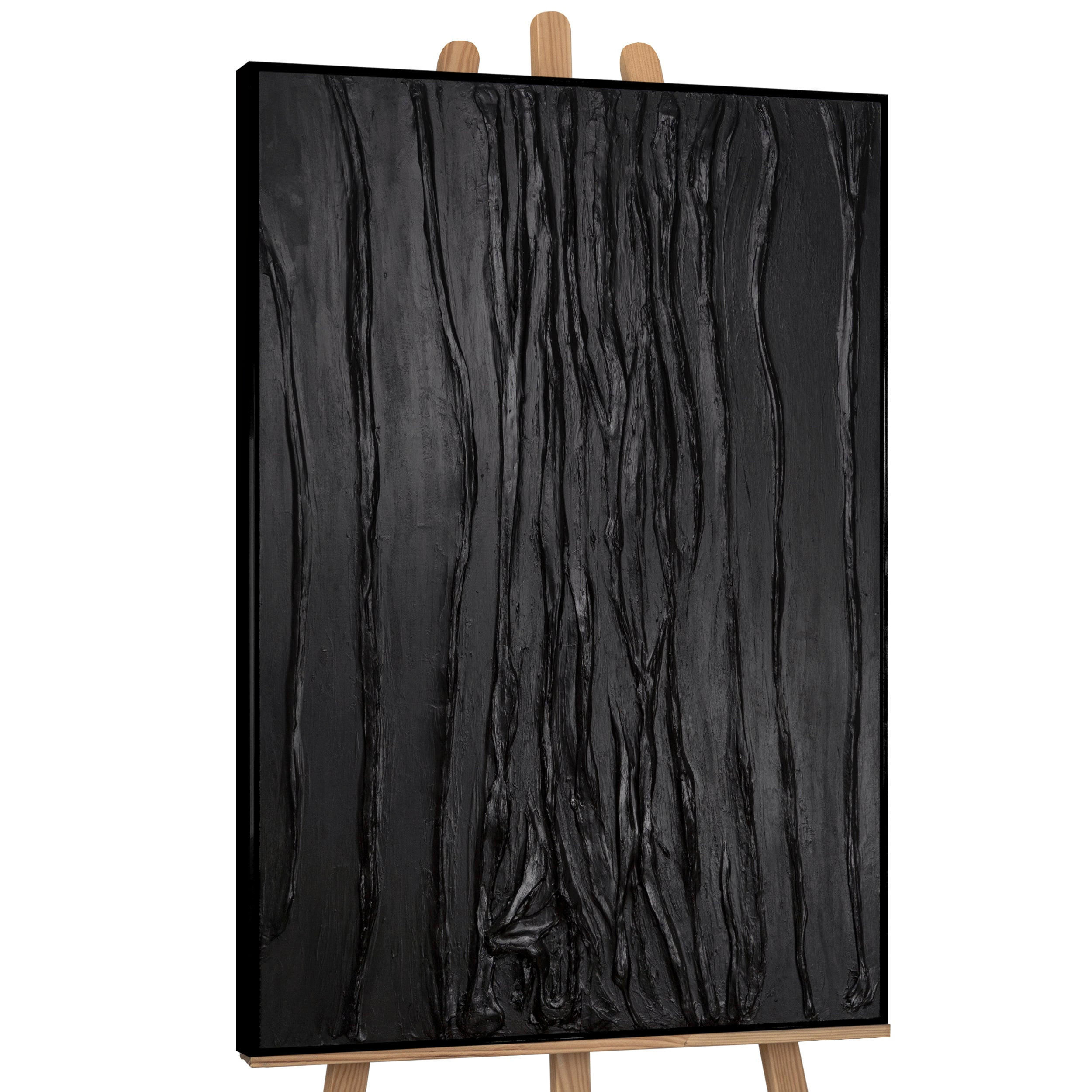 GEMÄLDE Samt Schattenfugenrahmen Schwarz 140x100 cm - Schwarz, Holz (140/100cm) - YS-art gallery