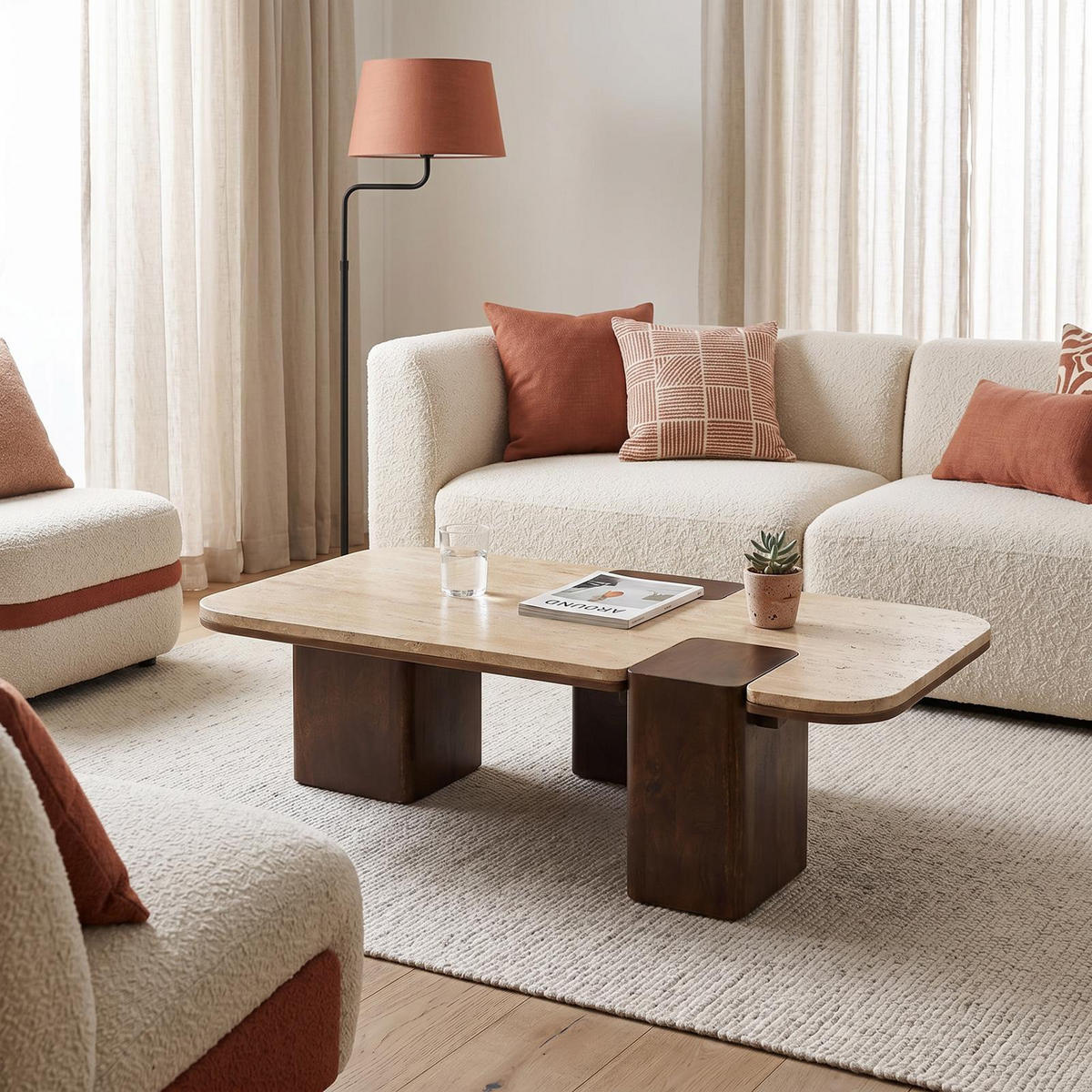 COUCHTISCH SURAT braun/beige - Beige/Braun, Naturmaterialien/Holz (60/100/27cm) - IDIMEX
