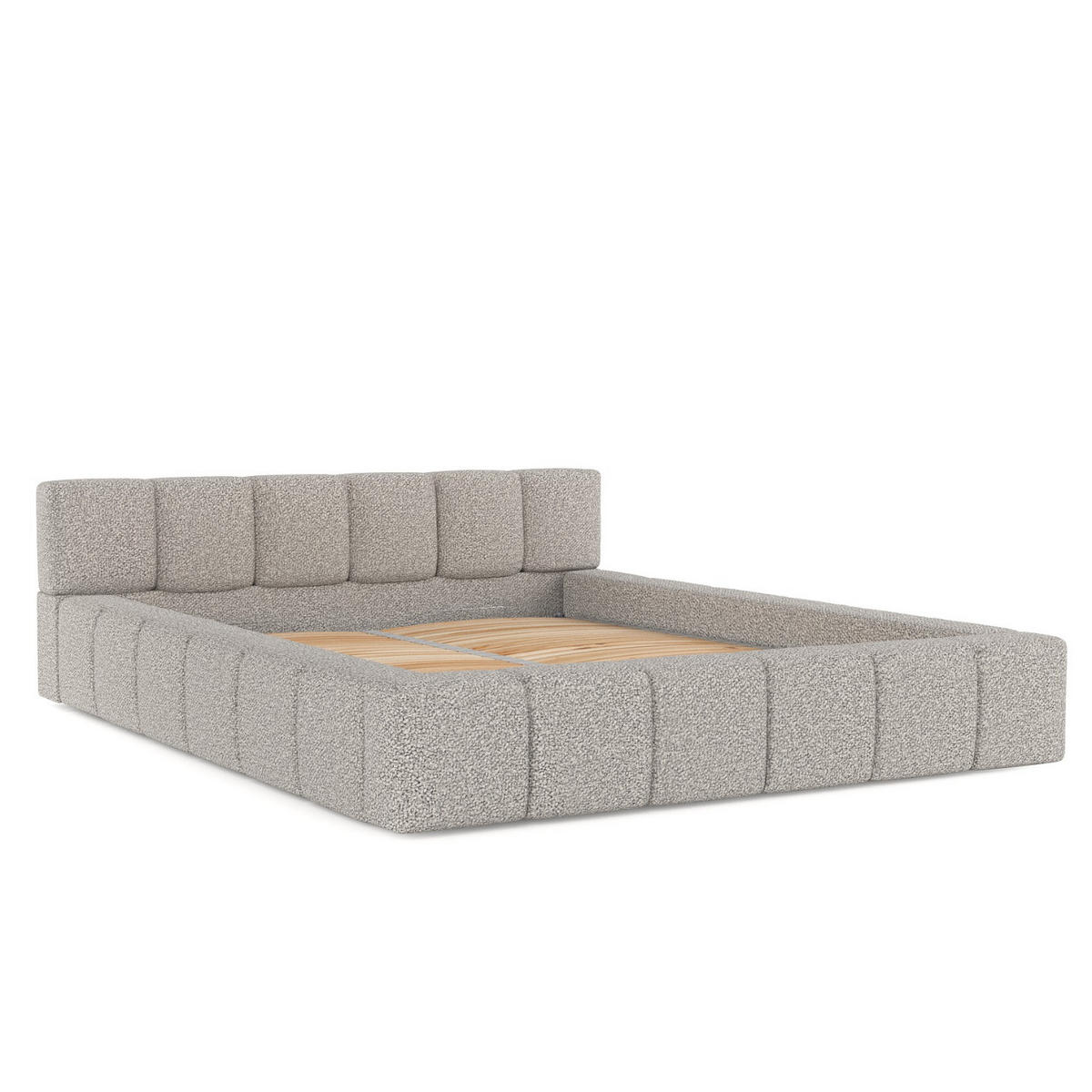 POLSTERBETT Milos mit Stauraum 180/200 cm Grau im Bubble Stoff - Schwarz/Naturfarben, Holz/Holzwerkstoff (180/200cm) - AltaBeds