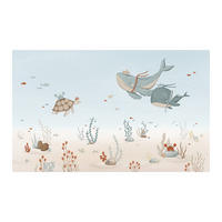 VLIESTAPETE Lotan Unterwassertiere 4 m x 4 m, blau/beige - Blau, Papier (300/400cm) - Lilipinso