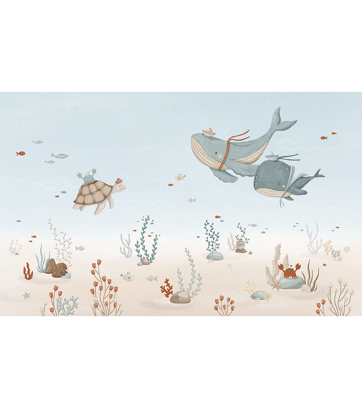 VLIESTAPETE Lotan Unterwassertiere 4 m x 4 m, blau/beige - Blau, Papier (300/400cm) - Lilipinso