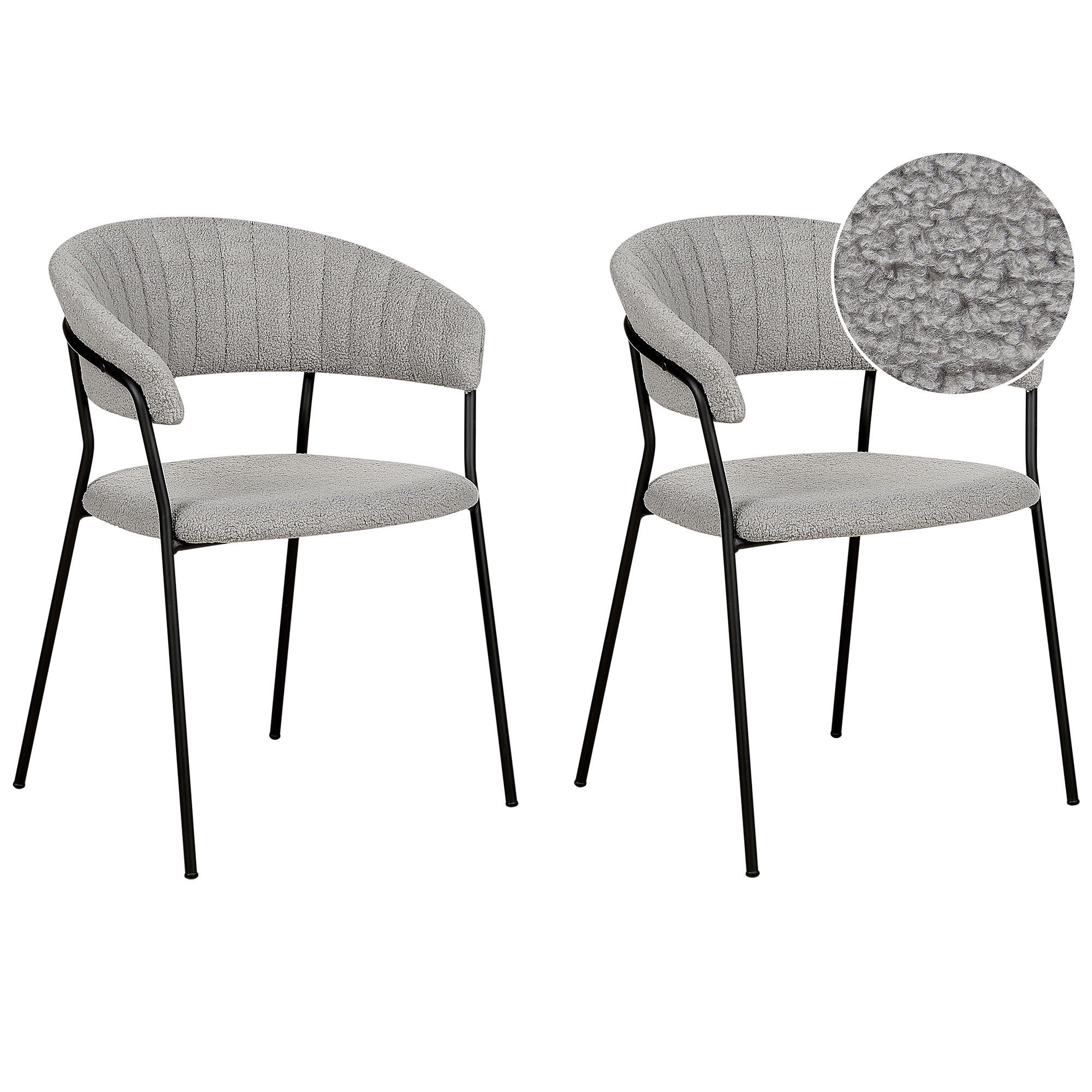 SCAUN DE BUCĂTĂRIE set de 2 bouclé gri Mariposa