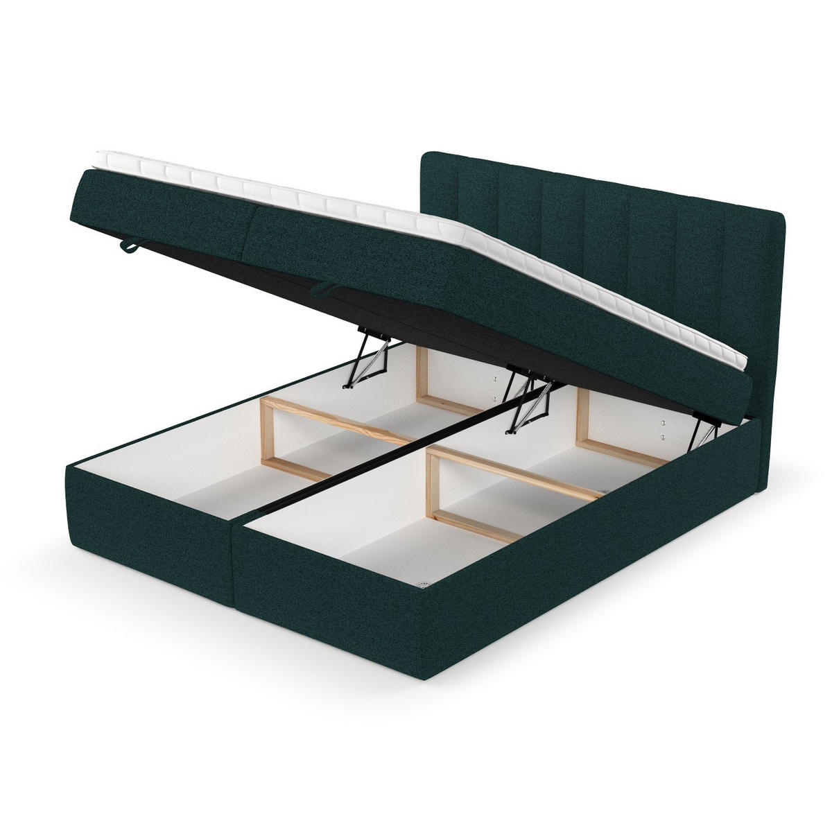 BOXBETT Lusso 180/200 cm Grün im Riva Stoff - Schwarz/Grün, Holz/Holzwerkstoff (180/200cm) - AltaBeds