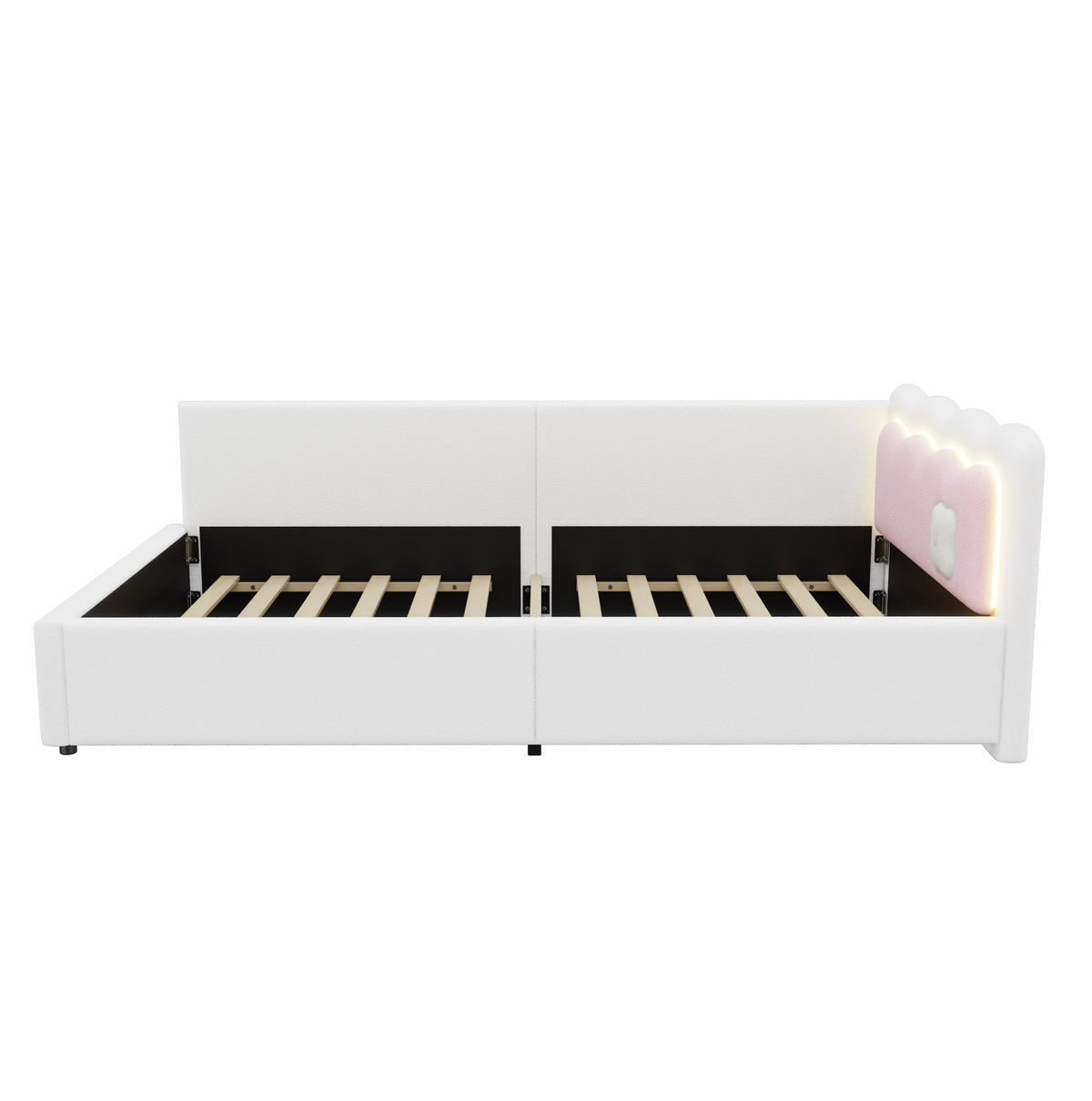 POLSTERBETT aus Samt 90x200 cm in Weiß mit LED-Ambientebeleuchtung - Weiß, Textil (90/200cm) - Modfu