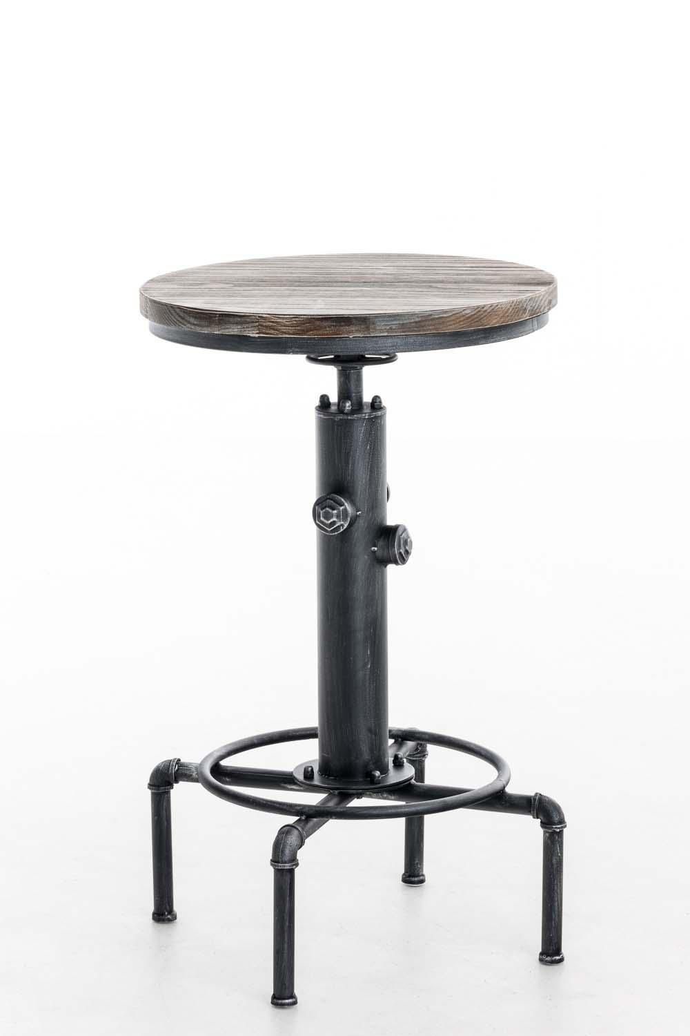 BARTISCH rund 39 cm Holz antik silber - Silberfarben, Holz/Metall (39/79/39cm) - CLP
