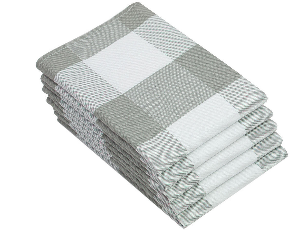 GESCHIRRTÜCHER, 5er-Set, 50x70 cm, 100% Baumwolle, Grau - Grau, Textil (50/70cm) - Zollner